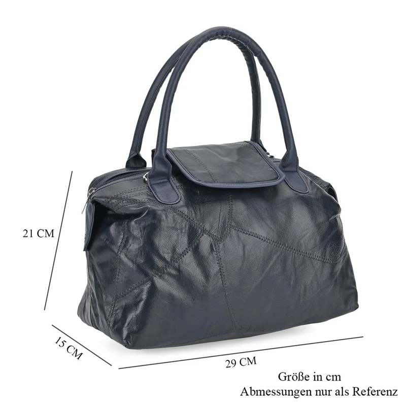 Patchwork-Reisetasche aus weichem Schafleder, mit Tragegriffen und abnehmbarem Schulterriemen, 29x15x21 cm, Burgund