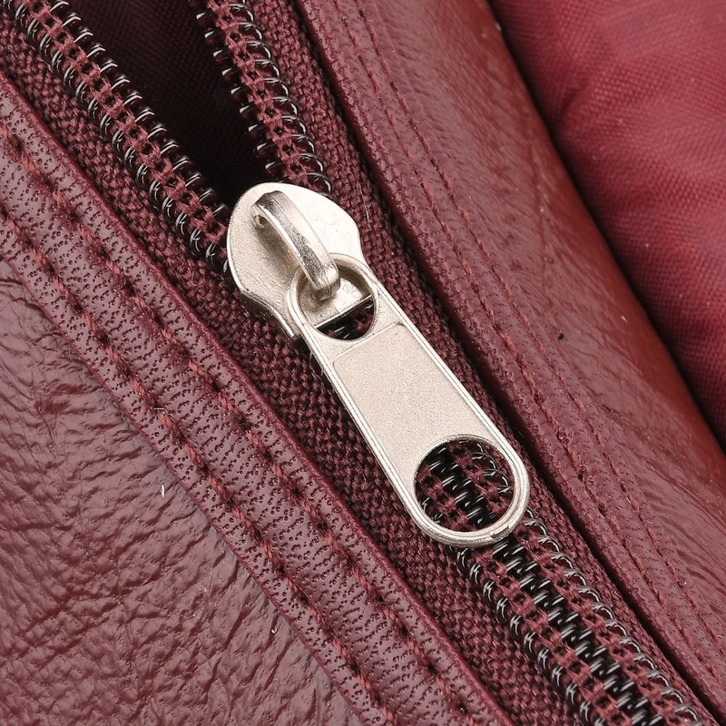 Patchwork-Reisetasche aus weichem Schafleder, mit Tragegriffen und abnehmbarem Schulterriemen, 29x15x21 cm, Burgund