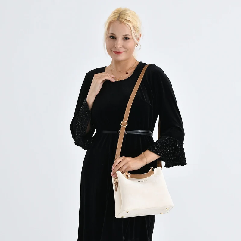 LA MAREY Satchel Tasche mit Reißverschlussfächern und verstellbarem Schulterriemen 25 x 20 x 11 cm Khaki