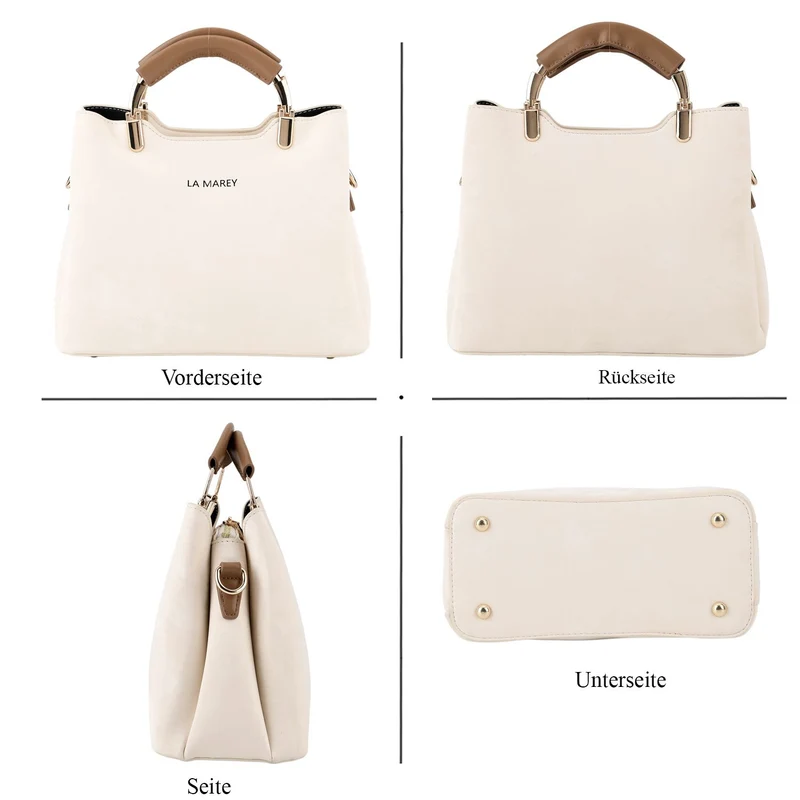 LA MAREY Satchel Tasche mit Reißverschlussfächern und verstellbarem Schulterriemen 25 x 20 x 11 cm Khaki