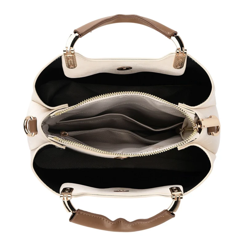 LA MAREY Satchel Tasche mit Reißverschlussfächern und verstellbarem Schulterriemen 25 x 20 x 11 cm Khaki