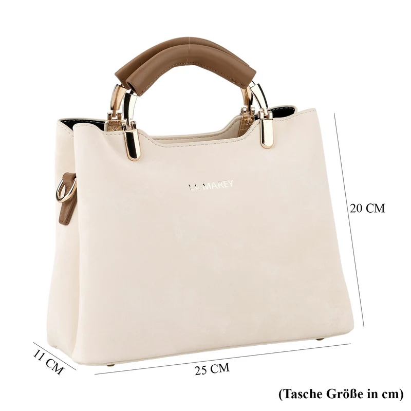 LA MAREY Satchel Tasche mit Reißverschlussfächern und verstellbarem Schulterriemen 25 x 20 x 11 cm Khaki
