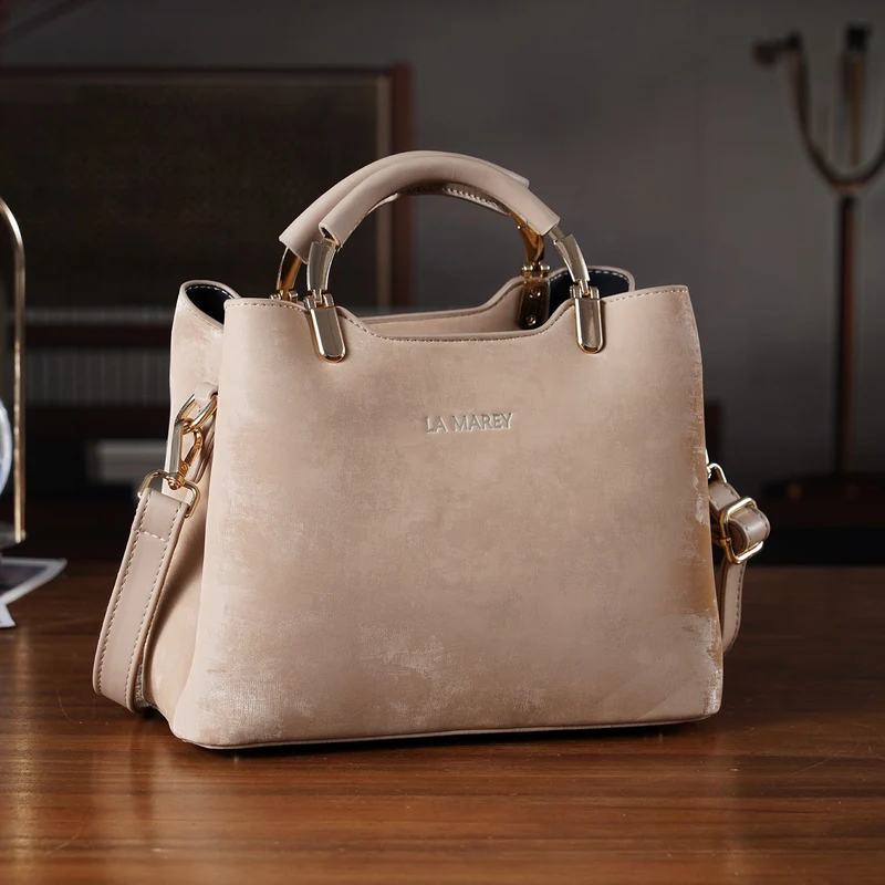 LA MAREY Satchel Tasche mit Reißverschlussfächern und verstellbarem Schulterriemen 25 x 20 x 11 cm Khaki