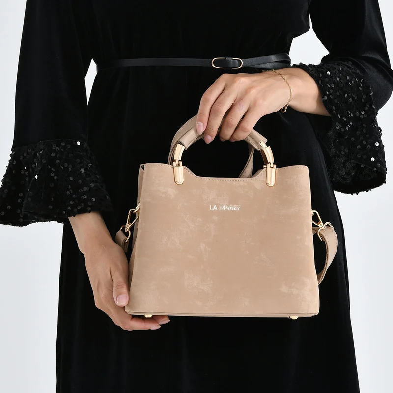 LA MAREY Satchel Tasche mit Reißverschlussfächern und verstellbarem Schulterriemen 25 x 20 x 11 cm Khaki