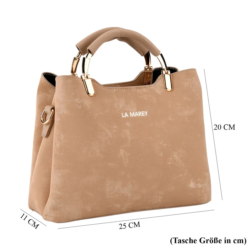 LA MAREY Satchel Tasche mit Reißverschlussfächern und verstellbarem Schulterriemen 25 x 20 x 11 cm Khaki