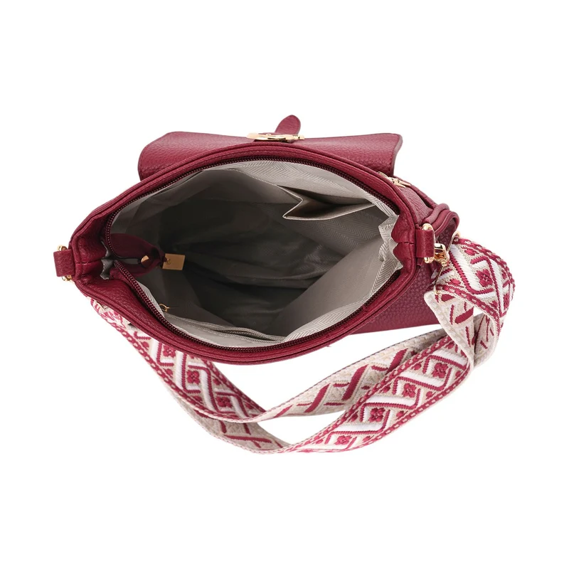 Elegante Umhängetasche aus feinem Lederimitat mit Mehrfachfächern, 24x27 cm, Cognacbraun