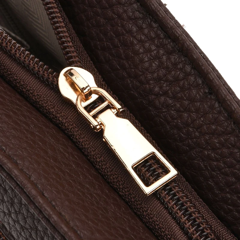 Elegante Umhängetasche aus feinem Lederimitat mit Mehrfachfächern, 24x27 cm, Cognacbraun