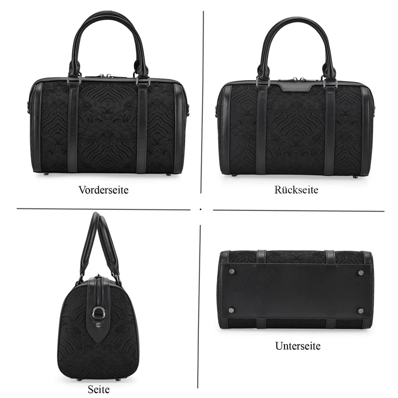 LA MAREY Signature - Seiden-Brokat Tasche mit Leder, 30x18x15 cm, Gelb