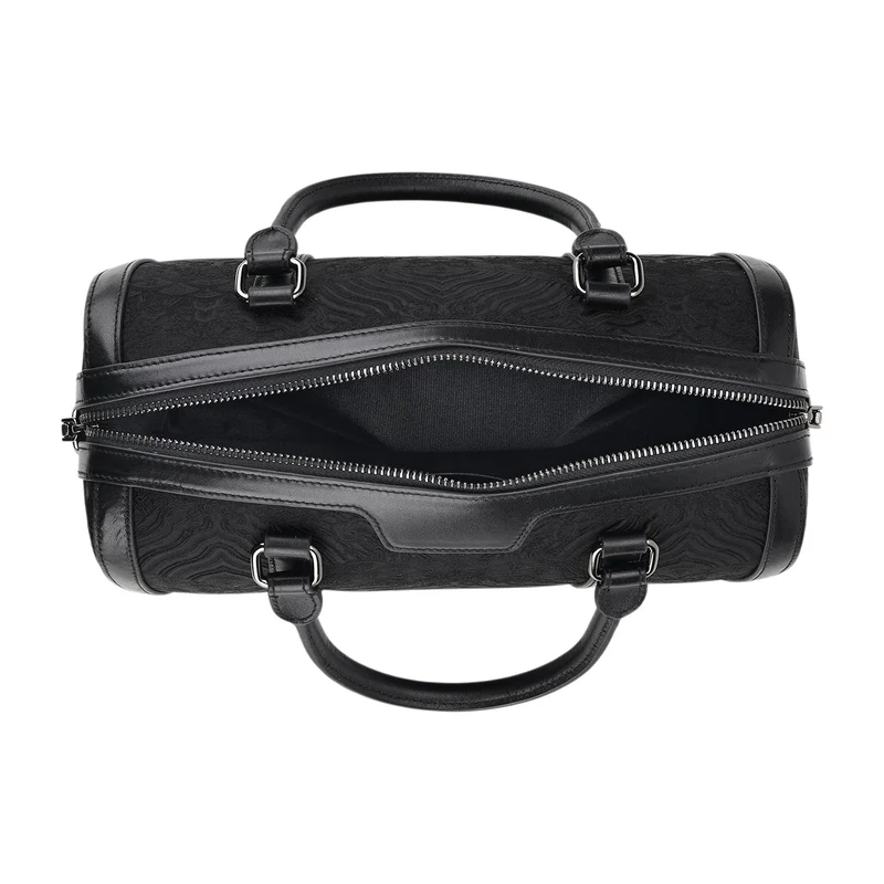 LA MAREY Signature - Seiden-Brokat Tasche mit Leder, 30x18x15 cm, Gelb