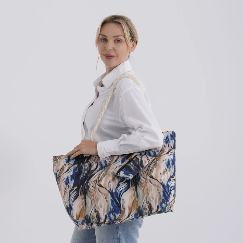 Leopardenmuster Shopper Set 2-teilig Große Tragetasche 56 x 36 x 16 cm mit Reißverschluss Etui 15 x 12 cm, Rot