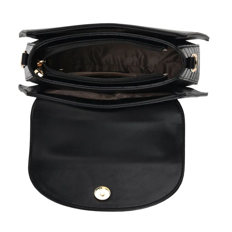 Umhängetasche Lederoptik, 28.5 x 8.5 x 18.5 cm, Schwarz