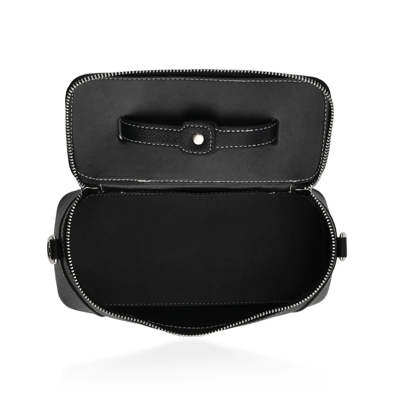 Echtleder City Crossbody-Tasche mit Tragegriff, Braun, 23.5x12x10 cm