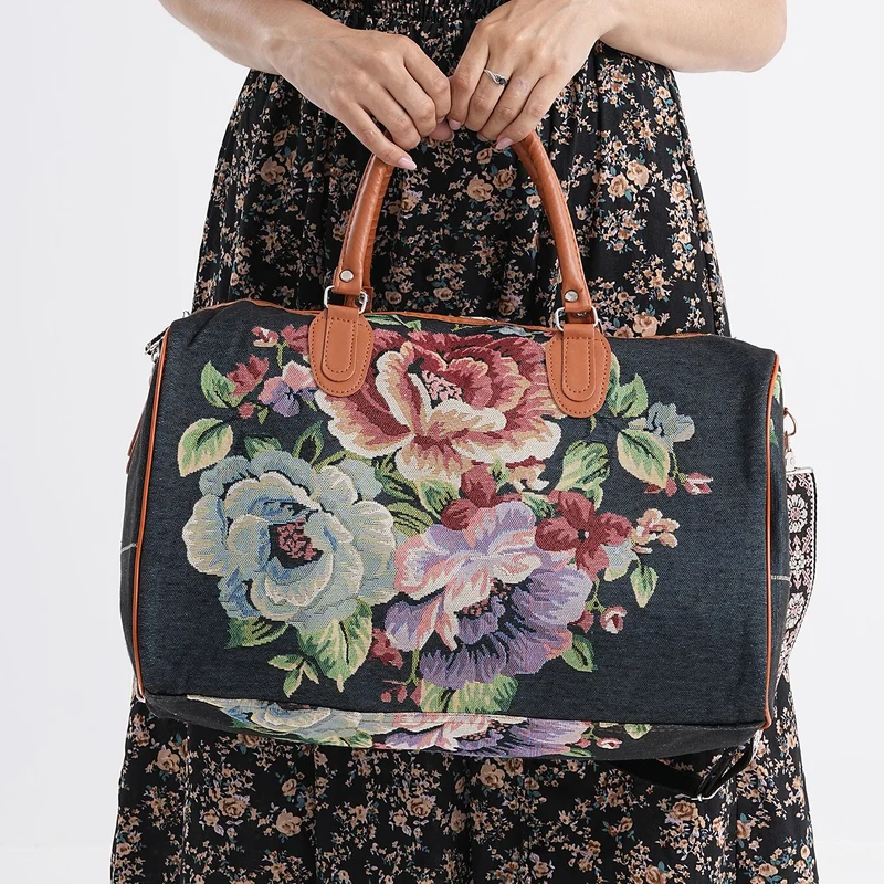 Weekender-Tasche mit Blumenmuster, 45x23x27 cm, Elefant