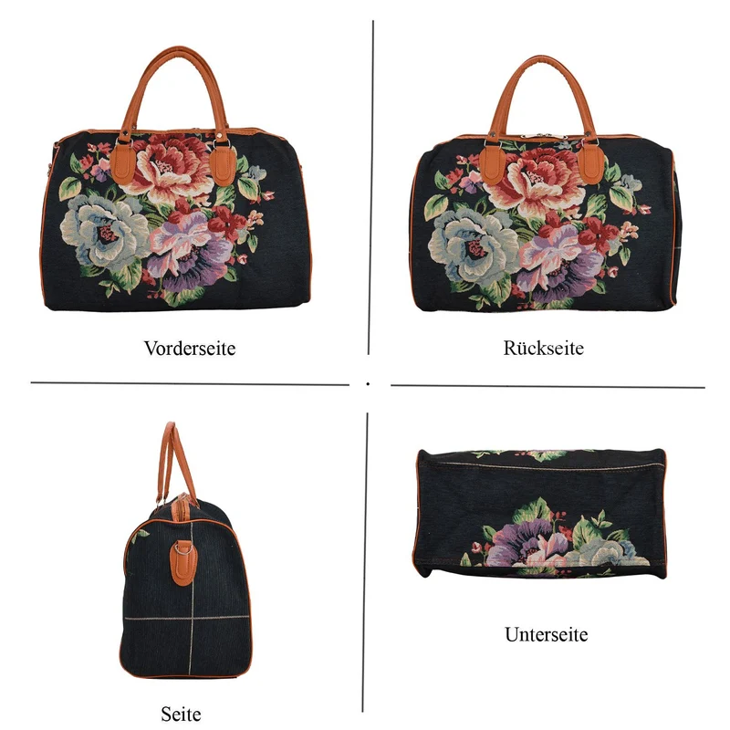 Weekender-Tasche mit Blumenmuster, 45x23x27 cm, Elefant