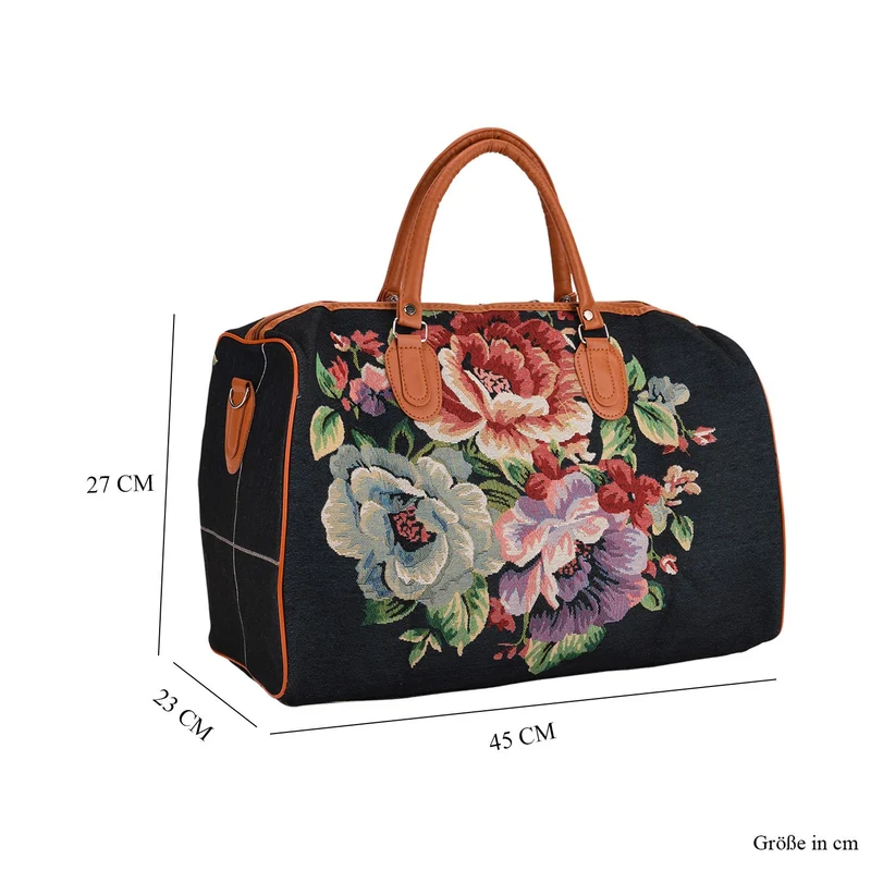 Weekender-Tasche mit Blumenmuster, 45x23x27 cm, Elefant