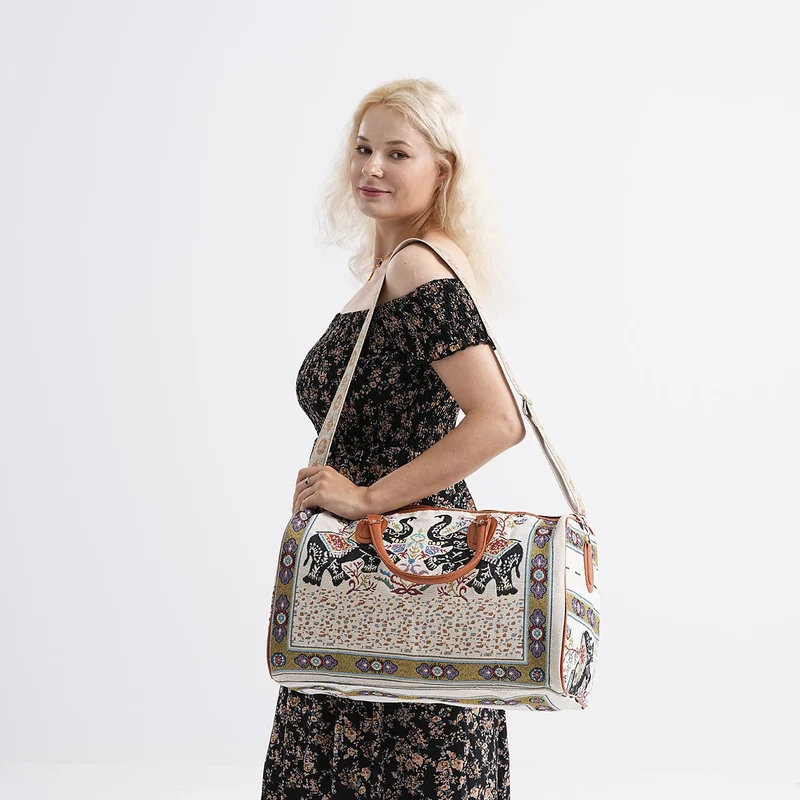 Weekender-Tasche mit Blumenmuster, 45x23x27 cm, Elefant