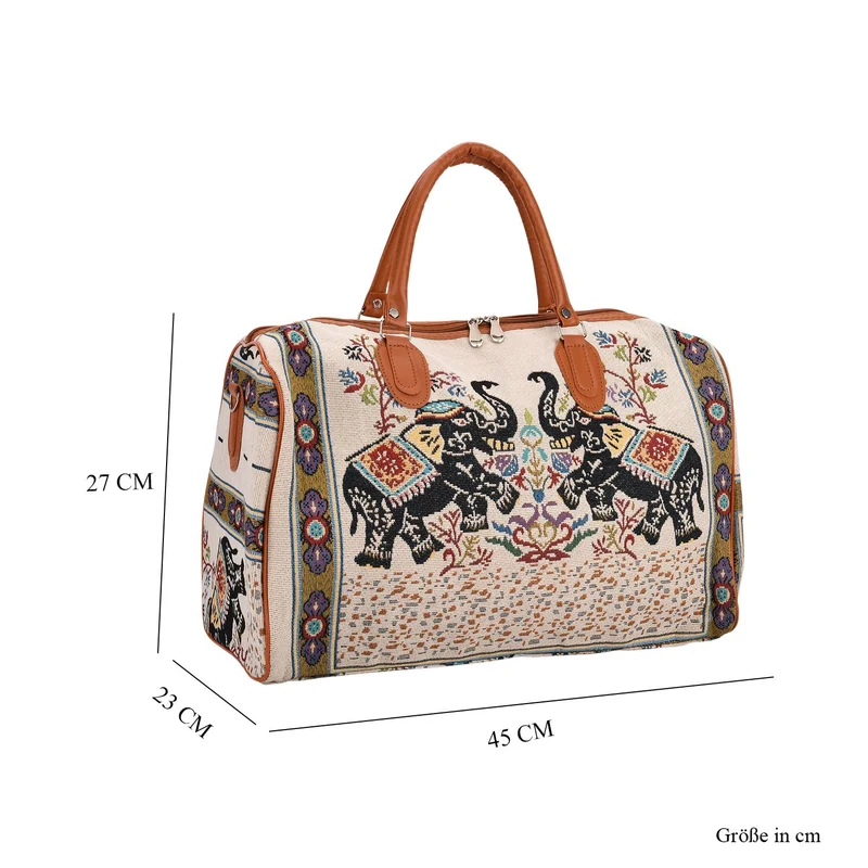 Weekender-Tasche mit Blumenmuster, 45x23x27 cm, Elefant