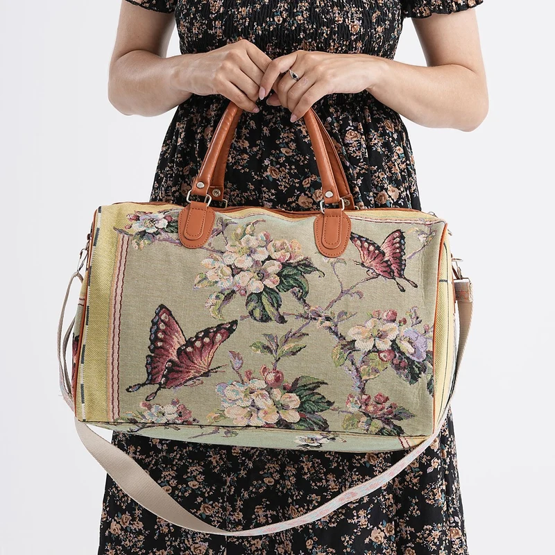 Weekender-Tasche mit Blumenmuster, 45x23x27 cm, Elefant