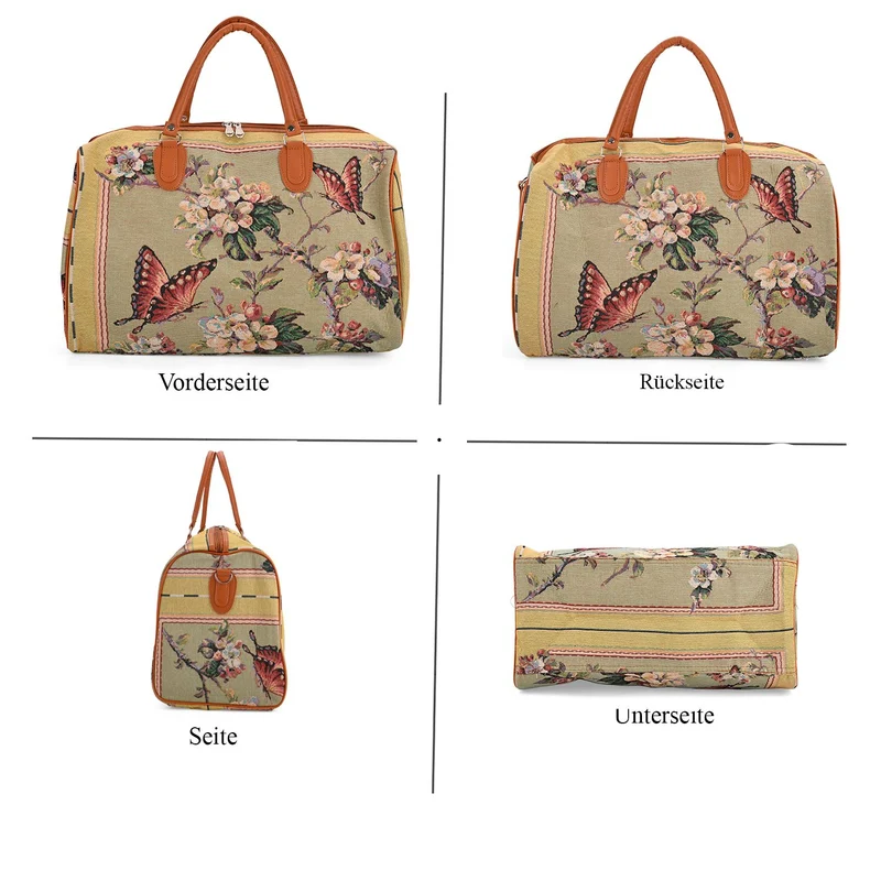Weekender-Tasche mit Blumenmuster, 45x23x27 cm, Elefant