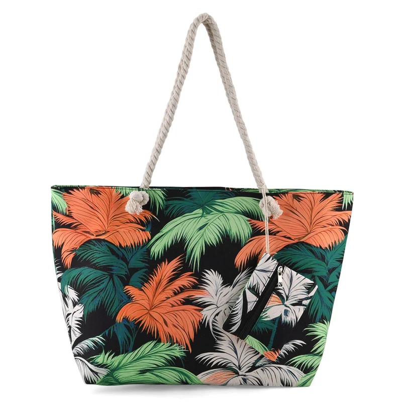 2er Set Sommertaschen, Blumenprint, 56 x 36 x 16 cm, Münzbeutel 15 x 12 cm, Prilblume