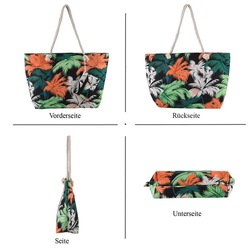2er Set Sommertaschen, Blumenprint, 56 x 36 x 16 cm, Münzbeutel 15 x 12 cm, Prilblume