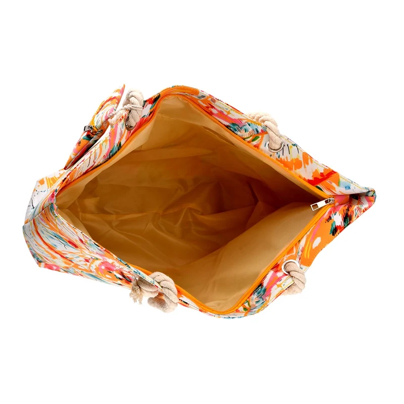 2er Set Sommertaschen, Blumenprint, 56 x 36 x 16 cm, Münzbeutel 15 x 12 cm, Prilblume
