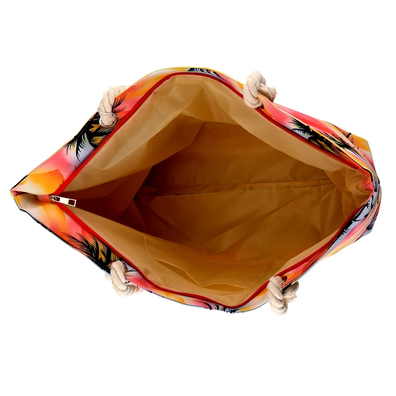 2er Set Sommertaschen, Blumenprint, 56 x 36 x 16 cm, Münzbeutel 15 x 12 cm, Prilblume