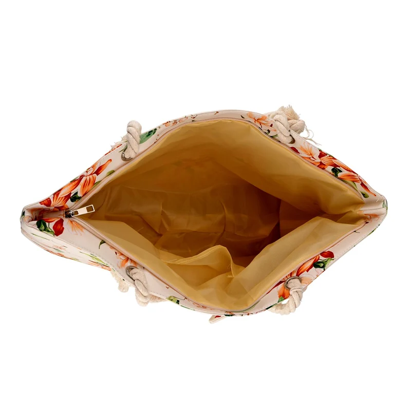 2er Set Sommertaschen, Blumenprint, 56 x 36 x 16 cm, Münzbeutel 15 x 12 cm, Prilblume