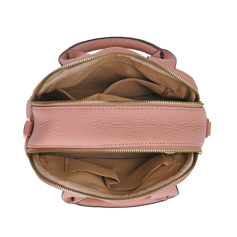 Crossbody-Tasche mit Mehrfachfächern, Kunstleder, 25 x 9 x 18 cm, Rosa