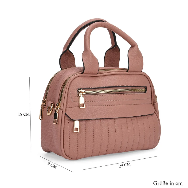 Crossbody-Tasche mit Mehrfachfächern, Kunstleder, 25 x 9 x 18 cm, Rosa
