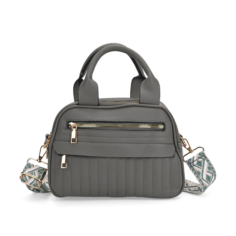 Crossbody-Tasche mit Mehrfachfächern, Kunstleder, 25 x 9 x 18 cm, Rosa