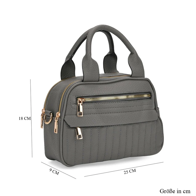Crossbody-Tasche mit Mehrfachfächern, Kunstleder, 25 x 9 x 18 cm, Rosa