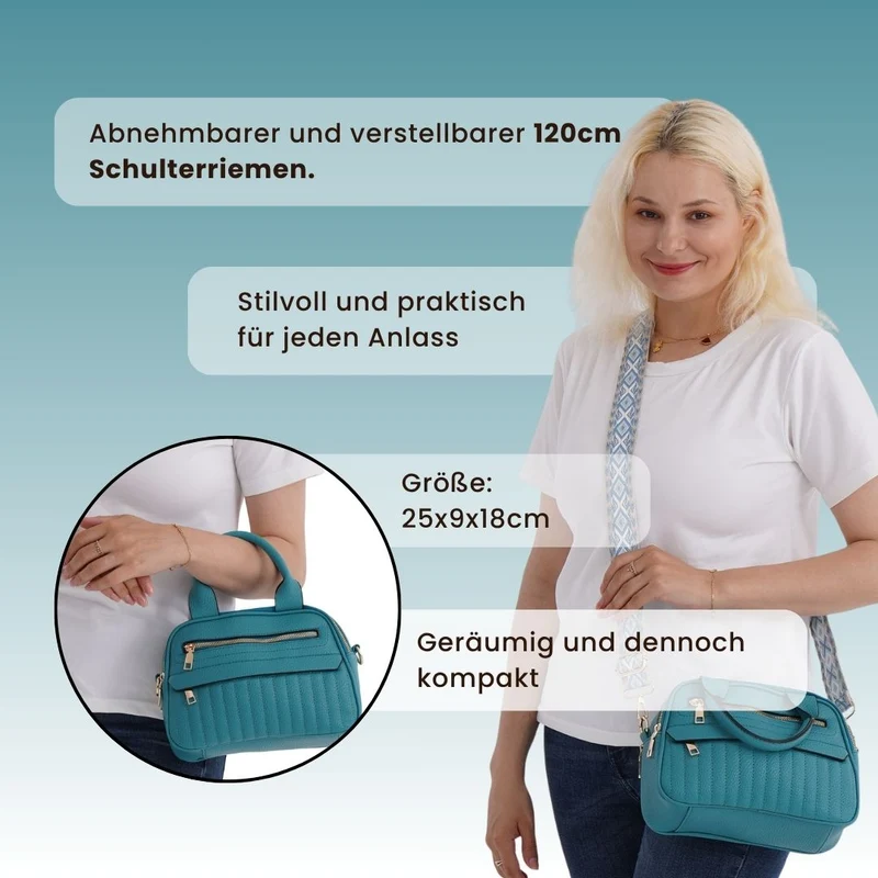 Crossbody-Tasche mit Mehrfachfächern, Kunstleder, 25 x 9 x 18 cm, Rosa