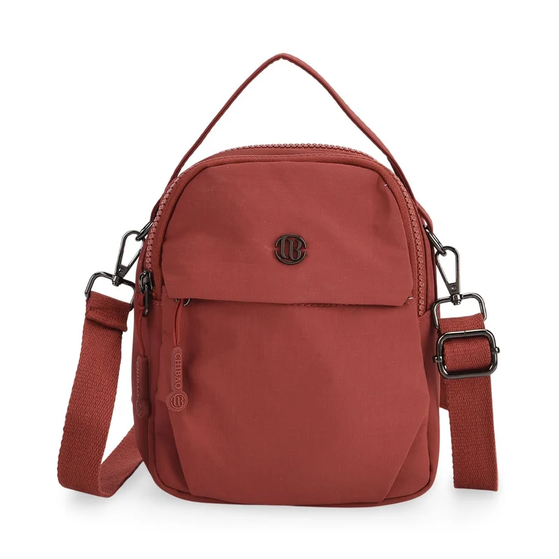 Praktische Nylon-Crossbody-Bag mit mehreren Fächern, ca. 17x21x8 cm, Rot