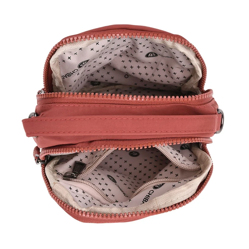 Praktische Nylon-Crossbody-Bag mit mehreren Fächern, ca. 17x21x8 cm, Rot
