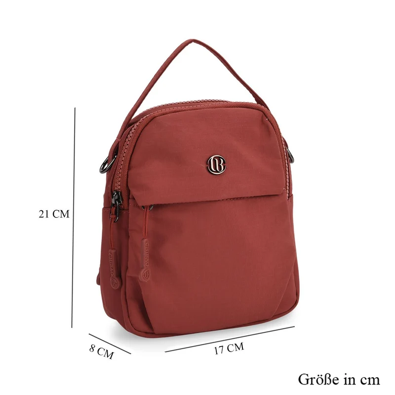Praktische Nylon-Crossbody-Bag mit mehreren Fächern, ca. 17x21x8 cm, Rot