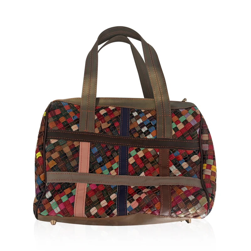 Chaos by Elsie, Crossbody-Tasche aus echtem Leder, Multicolor mit Krokoprägung, RFID-Schutz und Mini-Taschenlampe, ca. 31,5x17,5x19,5 cm