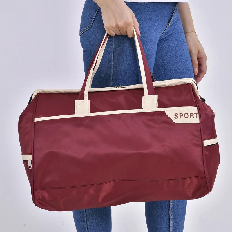 Elegante Nylon-Reisetasche mit Großem Stauraum, Größe: 48 x 22 x 29 cm, Burgunderrot