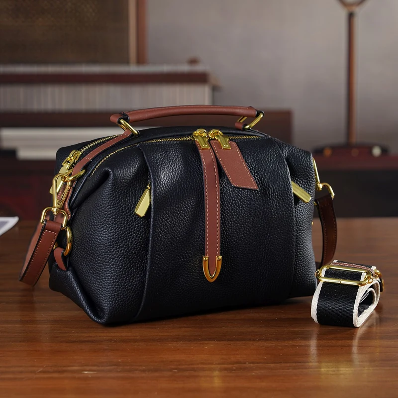 Elegante Leder Crossbody Tasche im Minimal Design 23 x 12 x 16 cm Khaki