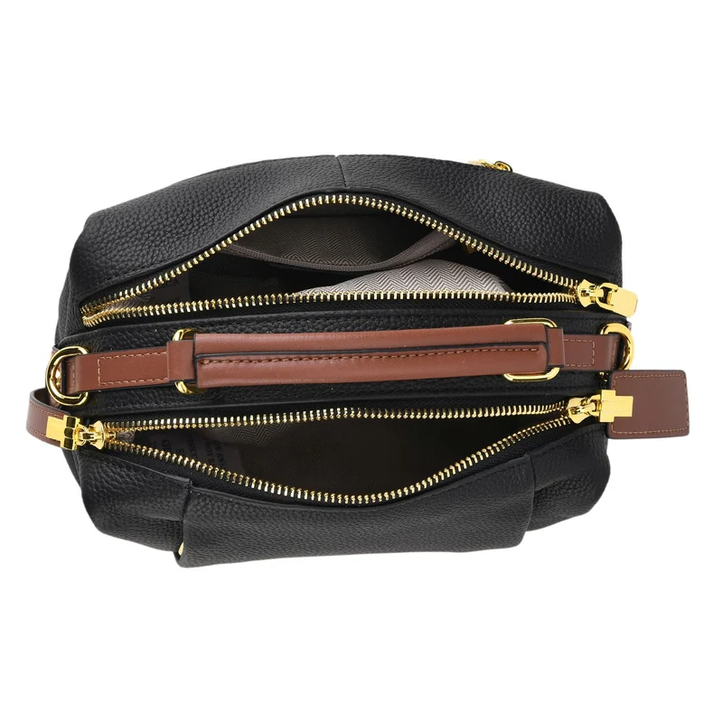 Elegante Leder Crossbody Tasche im Minimal Design 23 x 12 x 16 cm Khaki