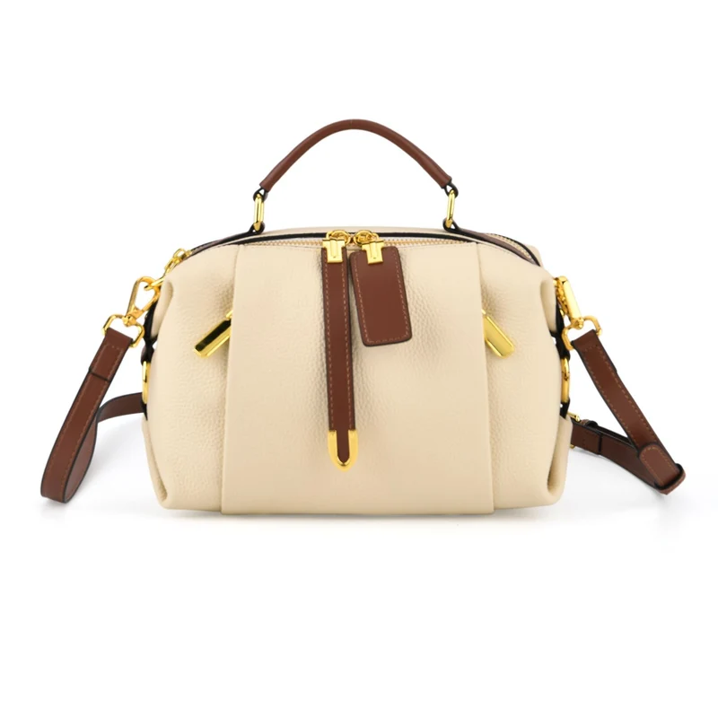 Elegante Leder Crossbody Tasche im Minimal Design 23 x 12 x 16 cm Khaki