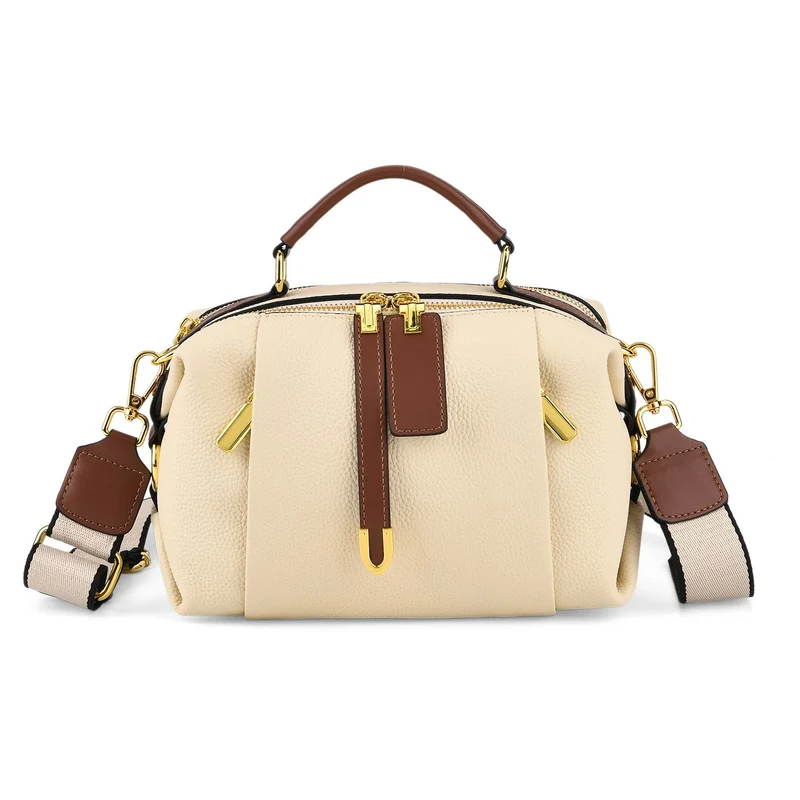 Elegante Leder Crossbody Tasche im Minimal Design 23 x 12 x 16 cm Khaki