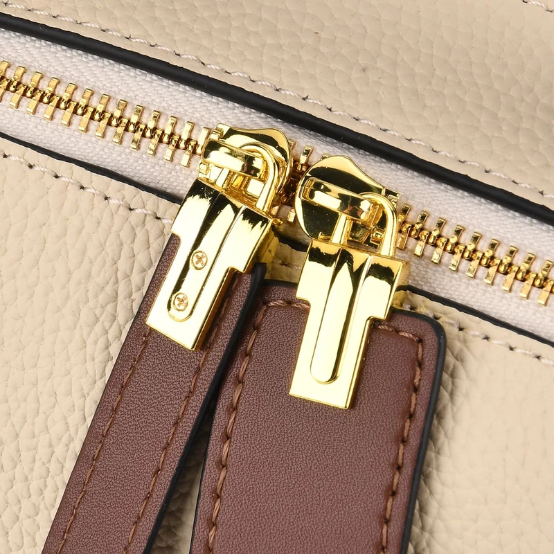 Elegante Leder Crossbody Tasche im Minimal Design 23 x 12 x 16 cm Khaki