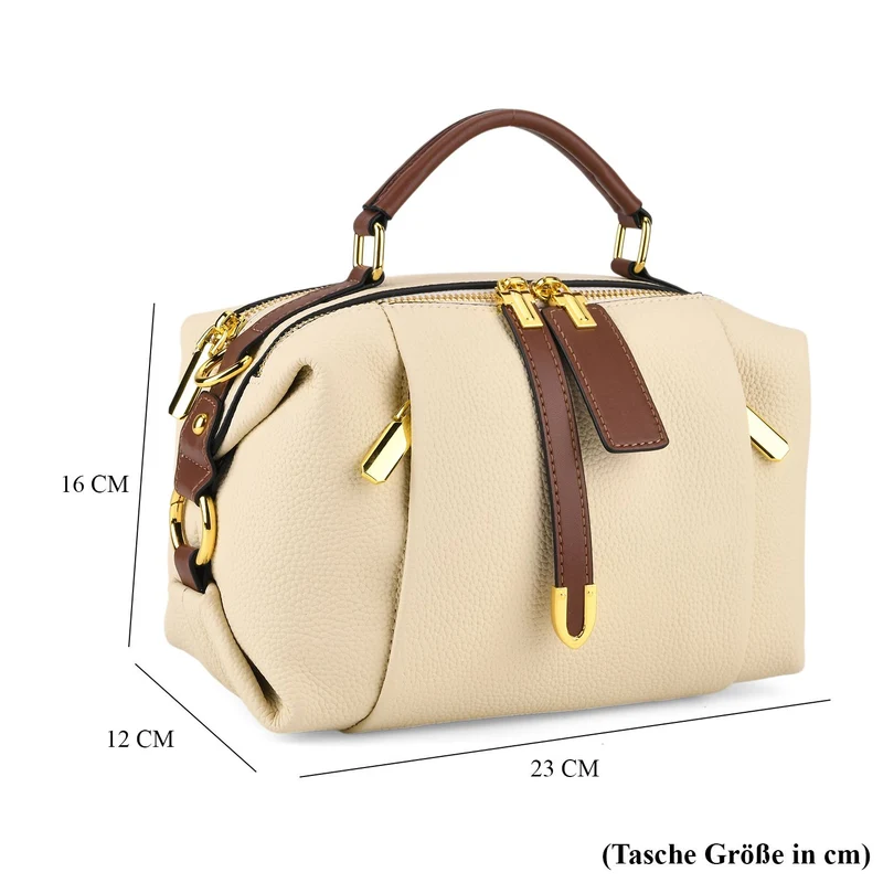 Elegante Leder Crossbody Tasche im Minimal Design 23 x 12 x 16 cm Khaki