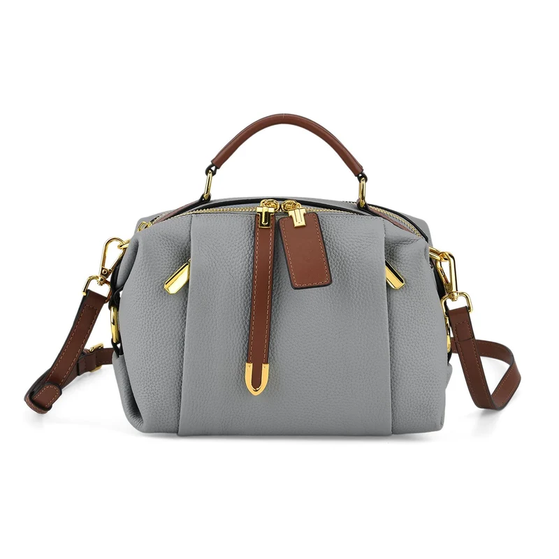 Elegante Leder Crossbody Tasche im Minimal Design 23 x 12 x 16 cm Khaki