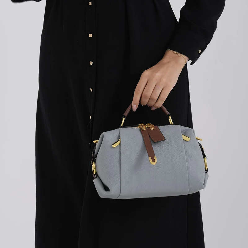 Elegante Leder Crossbody Tasche im Minimal Design 23 x 12 x 16 cm Khaki