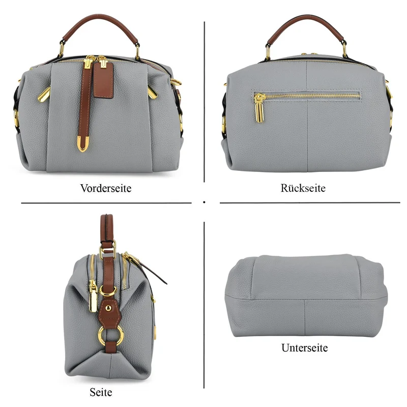 Elegante Leder Crossbody Tasche im Minimal Design 23 x 12 x 16 cm Khaki