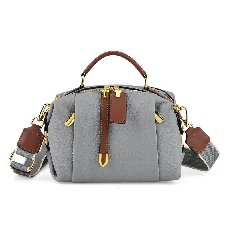 Elegante Leder Crossbody Tasche im Minimal Design 23 x 12 x 16 cm Khaki