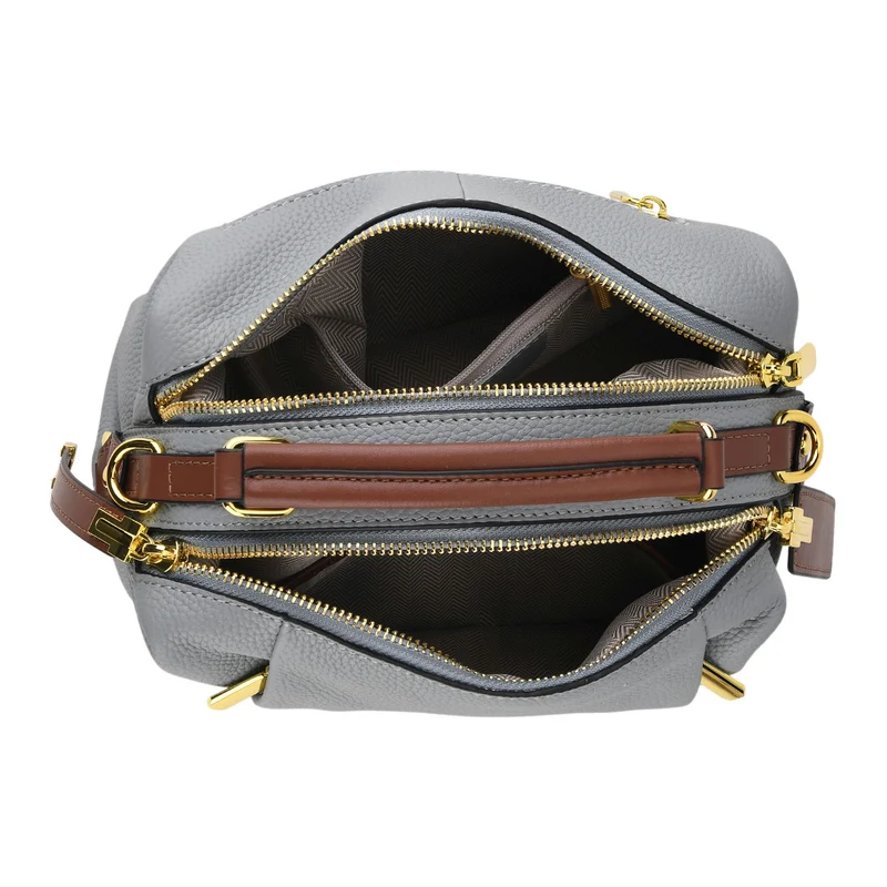 Elegante Leder Crossbody Tasche im Minimal Design 23 x 12 x 16 cm Khaki