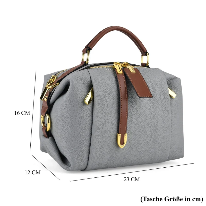 Elegante Leder Crossbody Tasche im Minimal Design 23 x 12 x 16 cm Khaki